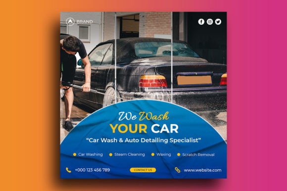 Car Wash Social Media Post: A Clean Design Template