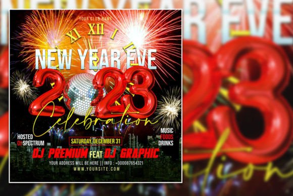 Celebrate in Style: 2023 New Year Social Media & Party Flyer Template