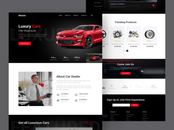 Modern Car Landing Page Template with Editable Typography