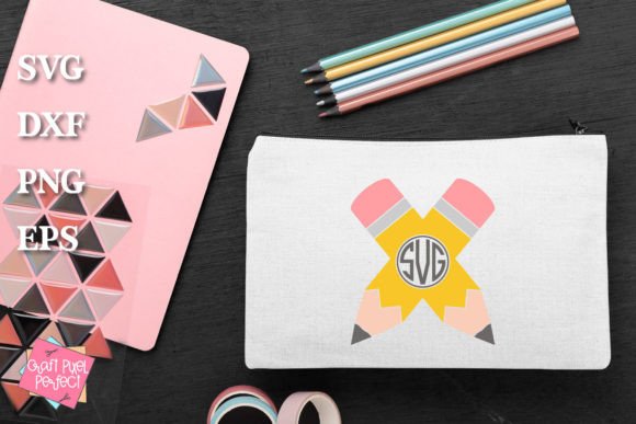 Pencils Monogram Frame: A Creative Back to School Asset