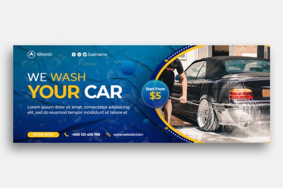 Professional Car Wash Facebook Cover Template